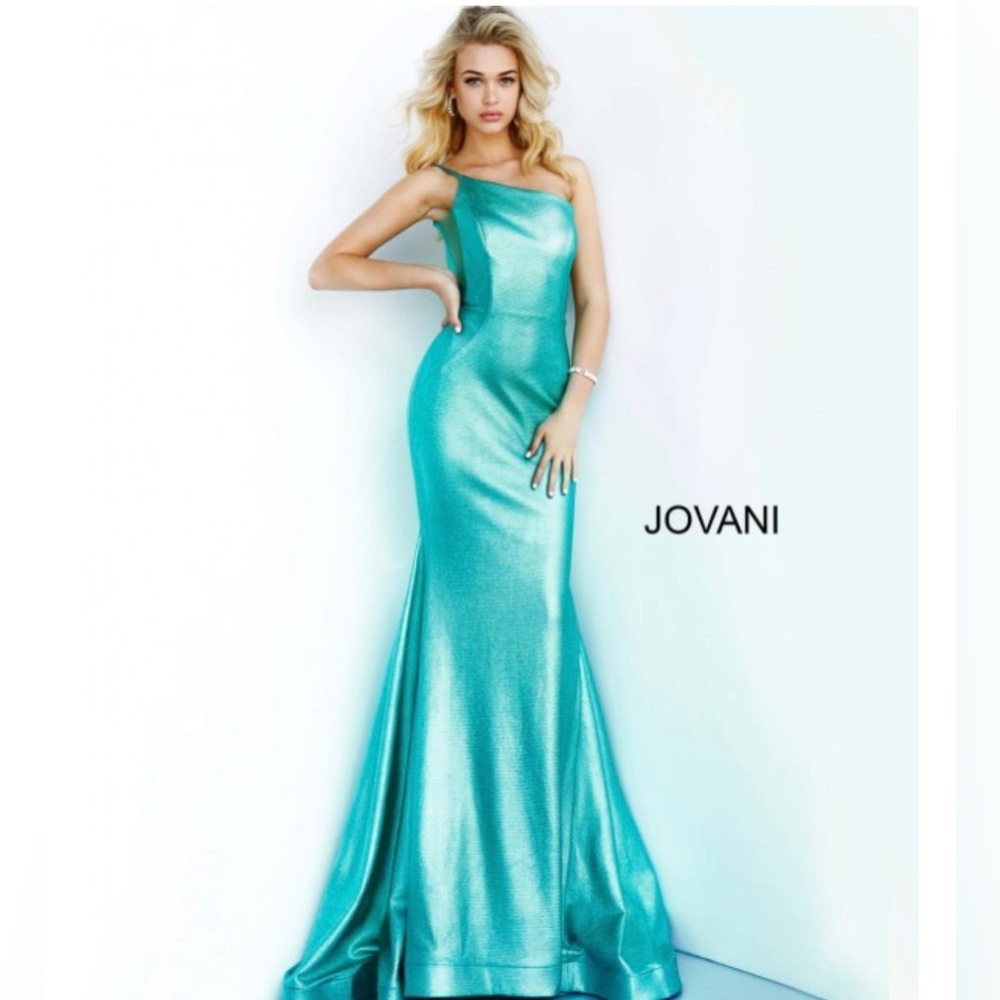 Jovani green mermaid prom dress
